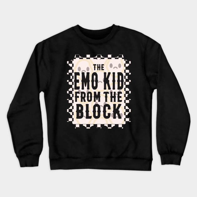 The Emo Kid From The Block Sad Face Crewneck Sweatshirt by rachelaranha